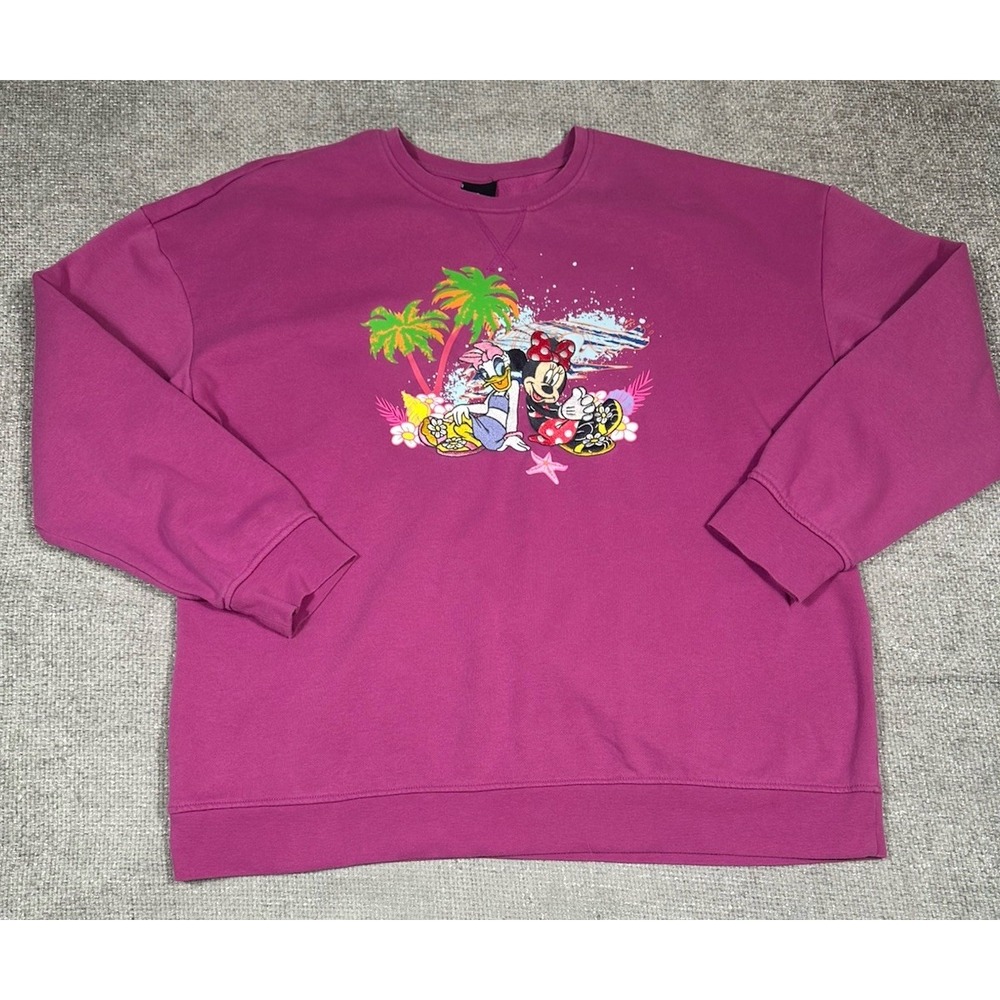 Disney Boxlunch Sweatshirt Womens 3X Minnie‎ Daisy Beach Pullover Embroidered